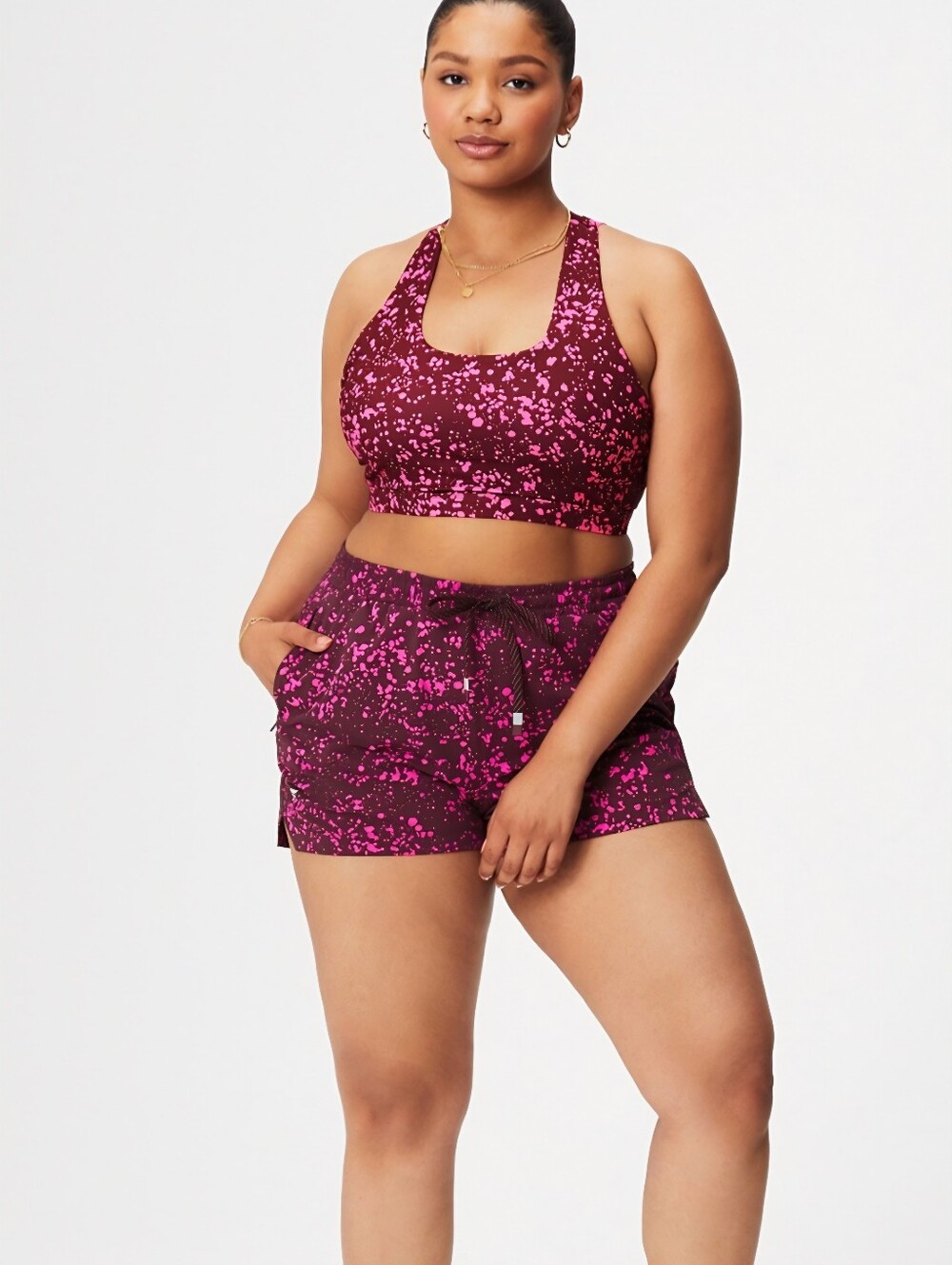 Fabletics The One 3" Short in Neon Pink Tropic Spritz, 3x,RN#134638, NWT